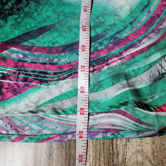 Elementz Abstract Multicolor Sleeveless Silky Draped Collar Blouse Women's Small - Picture 11 of 15
